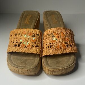 Orange Woven Women's Sandals
